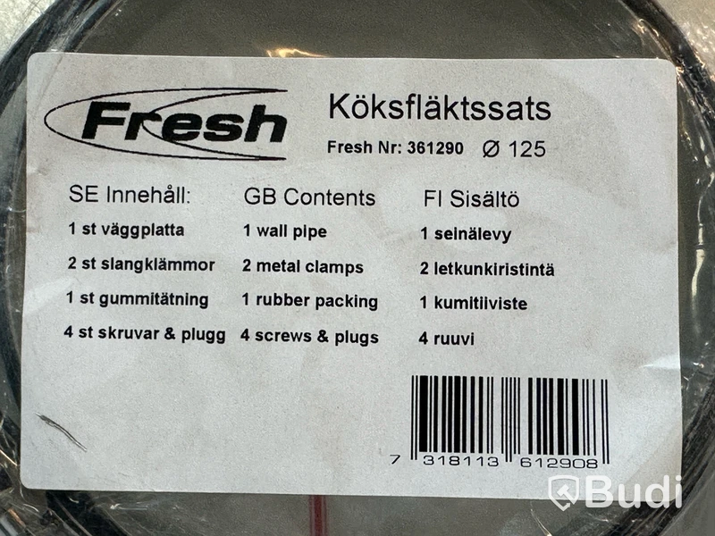 Parti med 3 st. Köksfläktsatser Fresh 125mm 361290, Totalt ord. pris inkl. moms: ca 675 kr