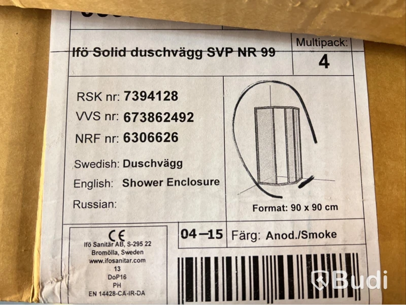 Duschvägg, Ifö Solid SVP NR 99, Ord. pris inkl. moms: ca 8000 kr