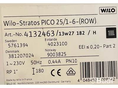 Cirkulationspump Wilo Stratos PICO 25/1-6  (ROW), Ord. pris inkl. moms: ca 3800 kr