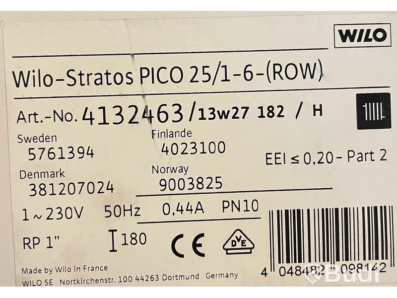 Cirkulationspump Wilo Stratos PICO 25/1-6  (ROW), Ord. pris inkl. moms: ca 3800 kr