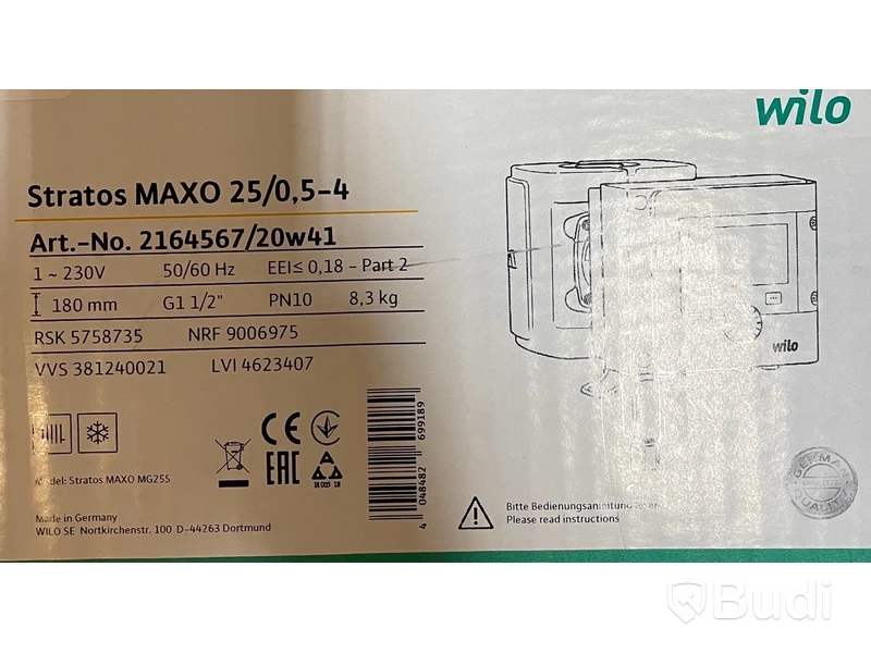 Cirkulationspump WILO Stratos Maxo 25/0.5-4, Ord. pris inkl. moms: ca 6400 kr