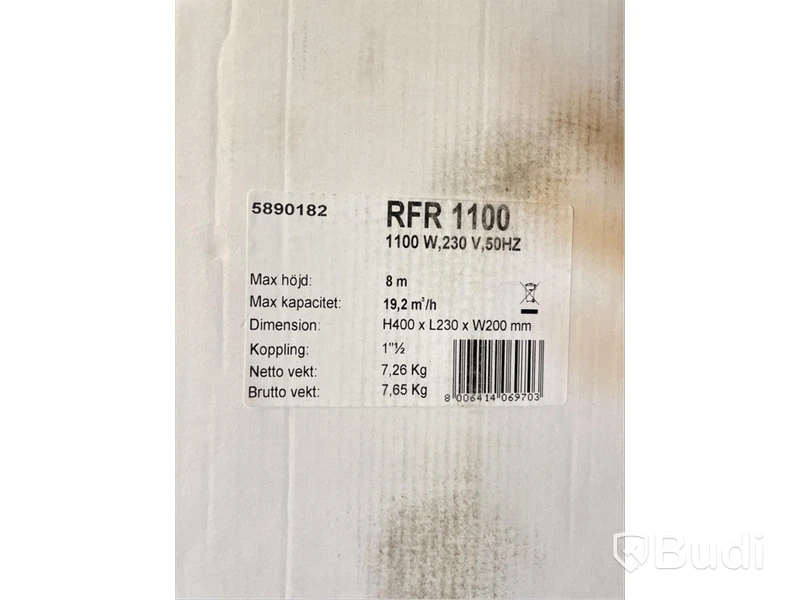 Grundvattenpump Altech, RFR 1100, Ord. pris inkl. moms: ca 3100 kr