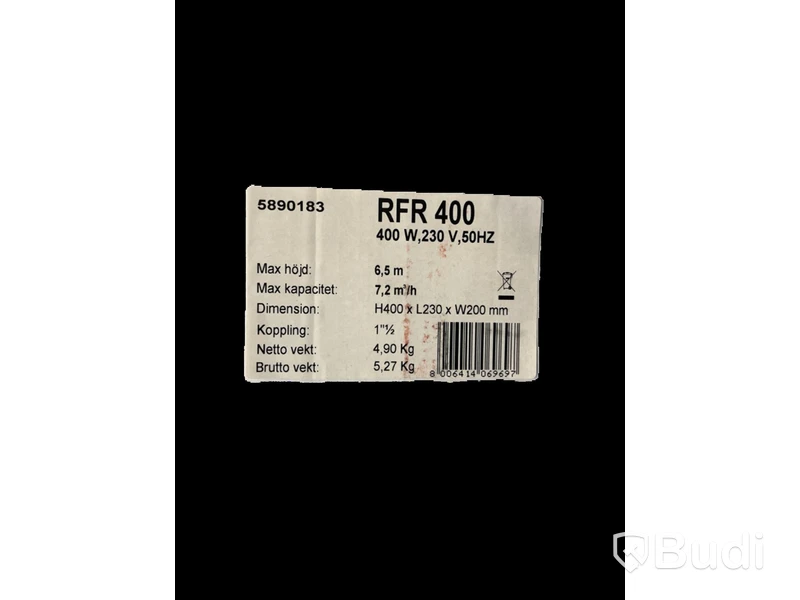 Grundvattenpump RFR 400, Altech, Ord. pris inkl. moms: ca 2500 kr
