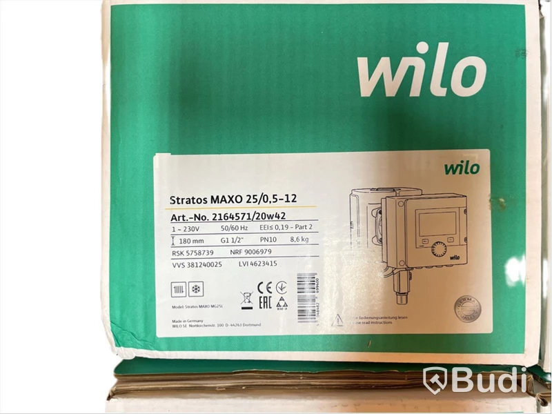 Cirkulationspump WILO Stratos maxo, 25/0,5-12, Ord. pris inkl. moms: ca 14.000 kr