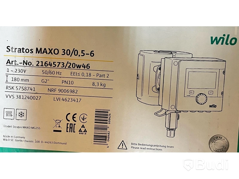 Cirkulationspump WILO Stratos Maxo 30/0.5-6, Ord. pris inkl. moms: ca 10.200 kr