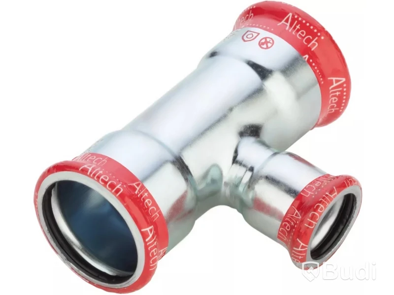 2 st. T-rör 76,1X54 3 muff förminskad elförzinkad M-Profil Altech,