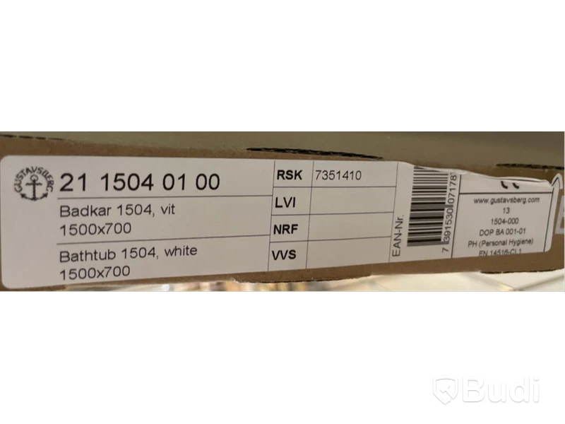 Badkar 1504 Gustavsberg vit, Ord. pris inkl. moms: ca 4300 kr