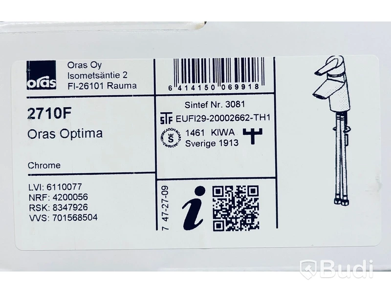 Tvättställsblandare Oras Optima 2710F krom/svart, Ord. pris inkl. moms: ca 1600 kr