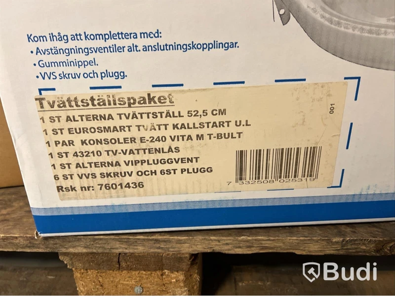 Tvättställspaket Alterna Basic med Grohe Eurosmart vippentil, 525 mm