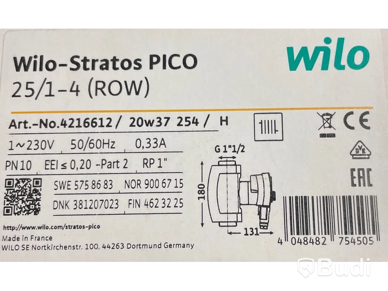 1st NY Cirkulationspump för VVC, Wilo Stratos PICO 25/1-4 (ROW), Nypris ca: 4000kr