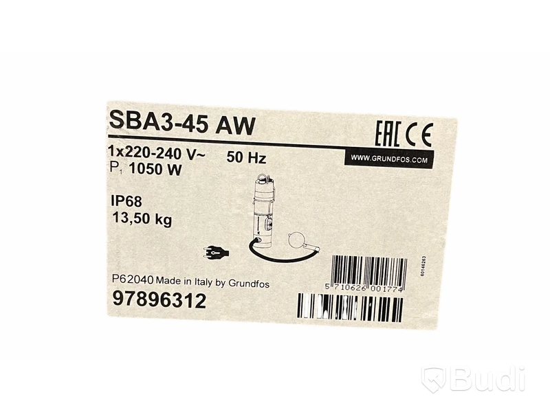 1st NY Dränkbar pump, Grundfors SBA 3-45 AW, Värde ca: 9800kr
