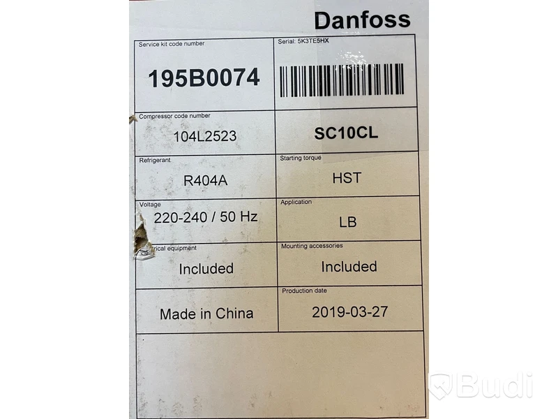 1 st. kolvkompressor, Danfoss SC10CL 104L2523, ord. pris ink. moms ca: 3000 kr