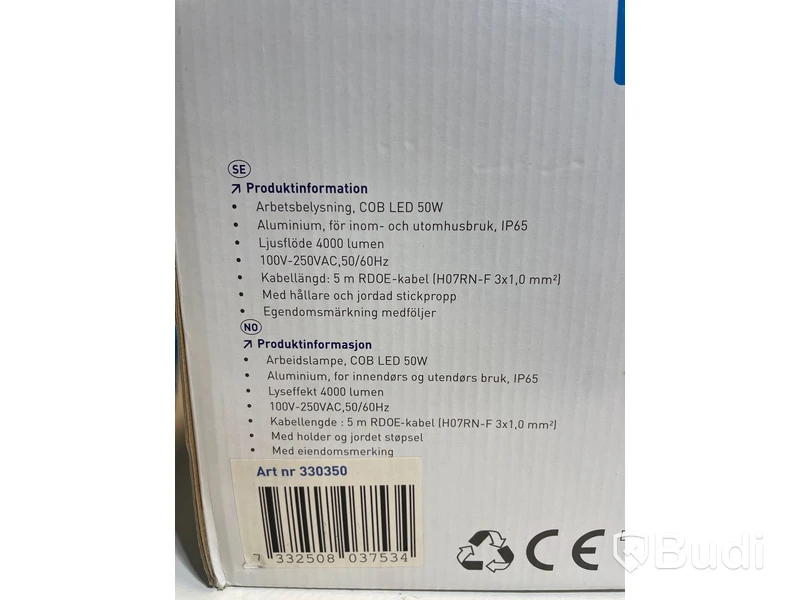 1 st. arbetslampa, NoviPro LED 50W IP65, ord. pris ink. moms ca: 1000 kr