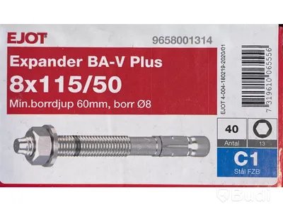 5 st. paket Expanderskruv, Ejot BA-v Plus 8x115/50, totalt ord. pris ink. moms ca: 1800 kr