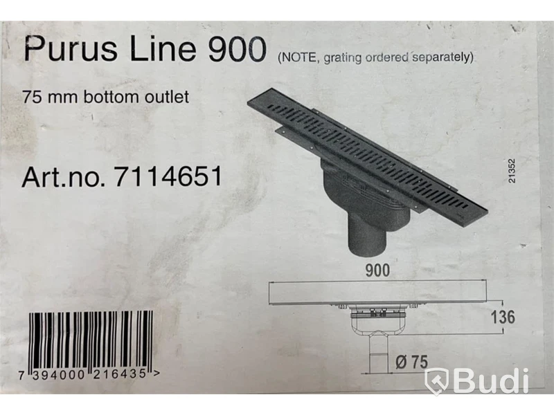Golvbrunn Purus Line 900 ø75mm Ord. pris inkl. moms: ca 4400 kr