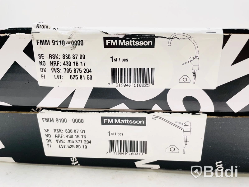 2 st köksblandare, NY - FMMattson 9000 krom, art. Nr: 9110-0000 och 9100-0000, totalt ord. Pris ca: 4000 kr