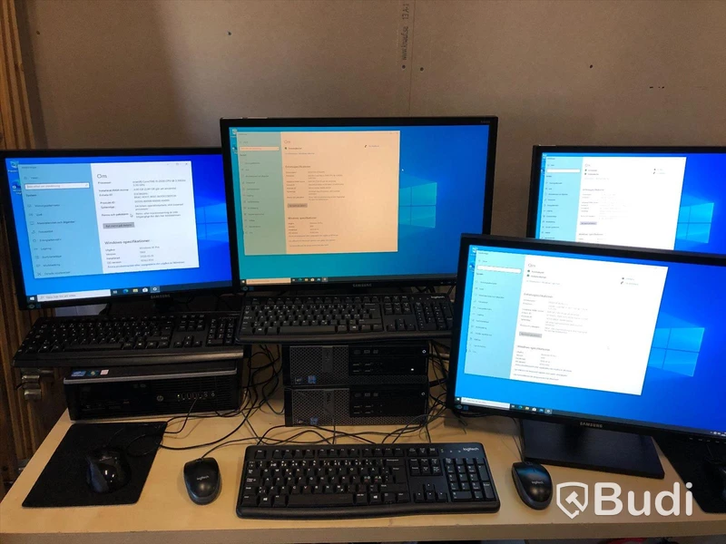 4st Kontorsdatorer m skärmar, tangentbord och mus