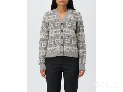 Ullkofta Ganni Logo Wool Mix Cardigan, stl. XS