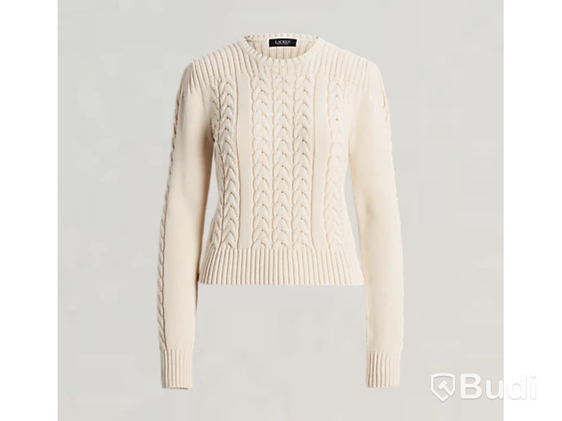 Kabelstickad tröja Lauren Ralph Lauren Cable-Knit Puff-Sleeve Jumper, stl. XL