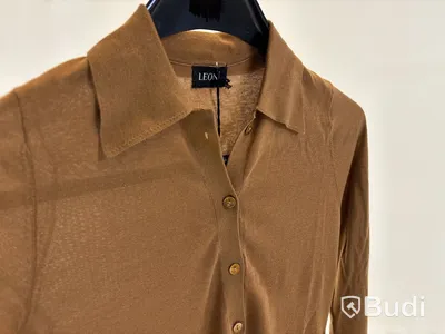 Skjorta Leoni Miro Knitted Shirt, brun, stl. XS - By Nathalie Schuterman, Design Filippa Fuxe