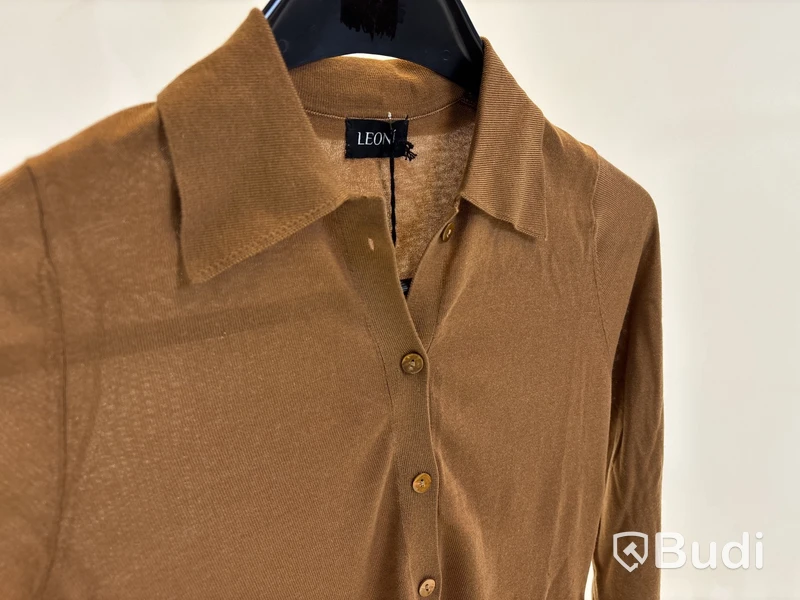 Skjorta Leoni Miro Knitted Shirt, brun, stl. XS - By Nathalie Schuterman, Design Filippa Fuxe