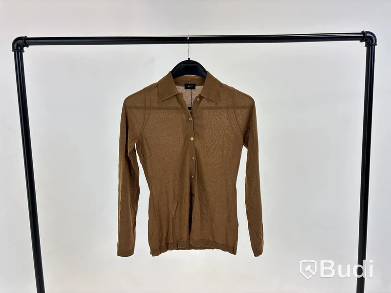 Skjorta Leoni Miro Knitted Shirt, brun, stl. XS - By Nathalie Schuterman, Design Filippa Fuxe