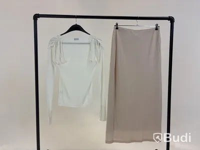 Tvådelad Set med topp och kjol, Leoni, vit/beige stl. M - By Nathalie Schuterman, Design Filippa Fuxe