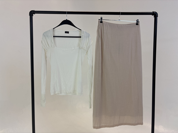 (NY) Tvådelad Set med topp och kjol, Leoni, vit/beige stl. M - By Nathalie Schuterman, Design Filippa Fuxe 