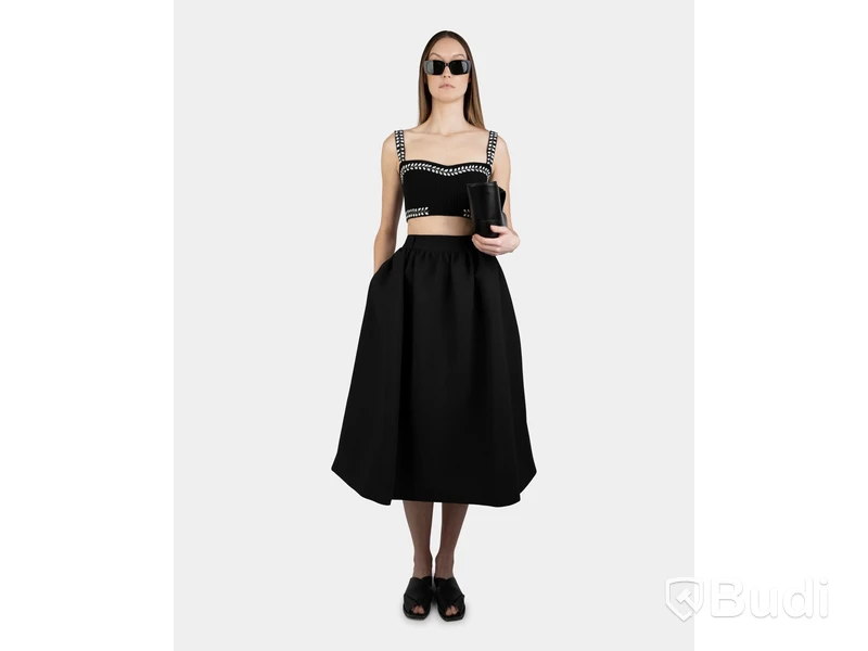 Top Nathalie Schuterman, Cyra Embroidery Cropped Top Black and White, stl. M/L