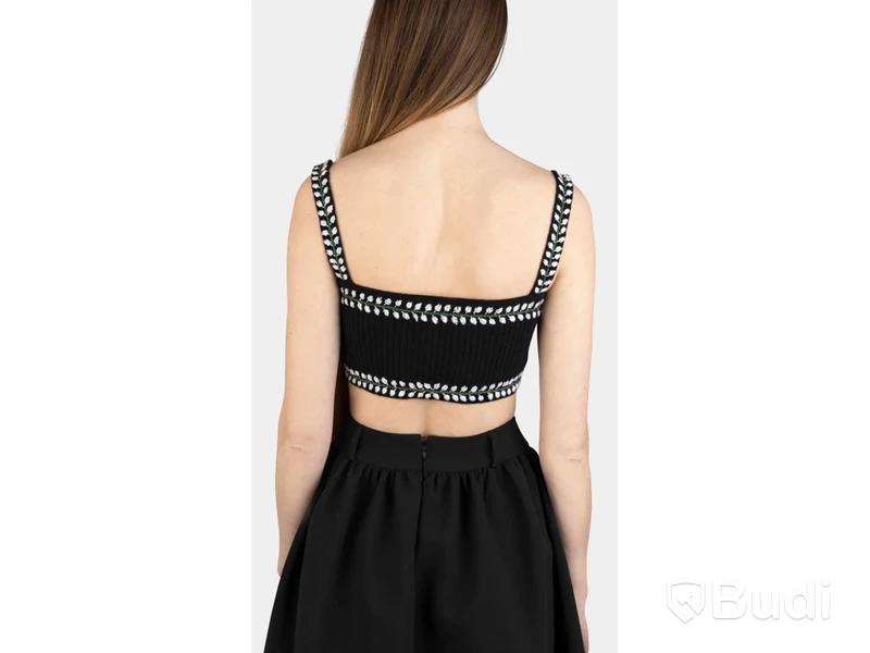 Top Nathalie Schuterman, Cyra Embroidery Cropped Top Black and White, stl. S/M