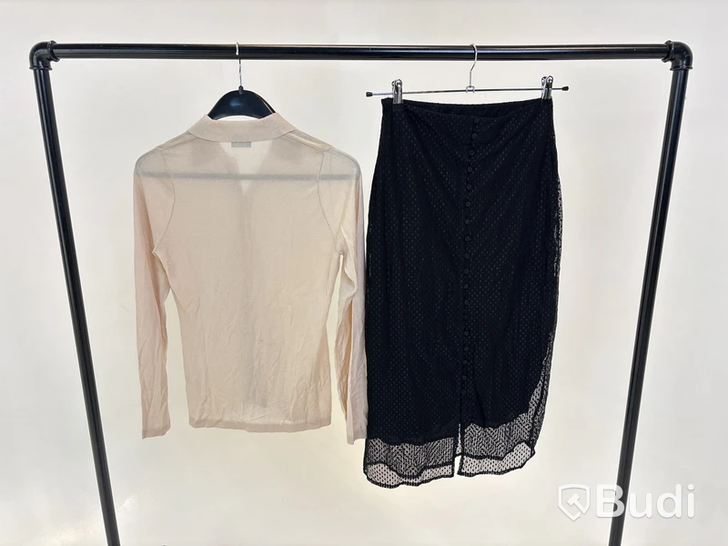 Tvådelad Set med topp och kjol, Leoni, beige/svart stl. S - By Nathalie Schuterman, Design Filippa Fuxe