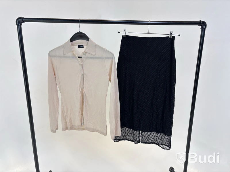 Tvådelad Set med topp och kjol, Leoni, beige/svart stl. S - By Nathalie Schuterman, Design Filippa Fuxe