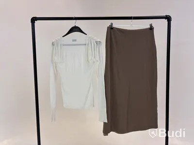 Tvådelad Set med topp och kjol, Leoni, vit/beige stl. M - By Nathalie Schuterman, Design Filippa Fuxe