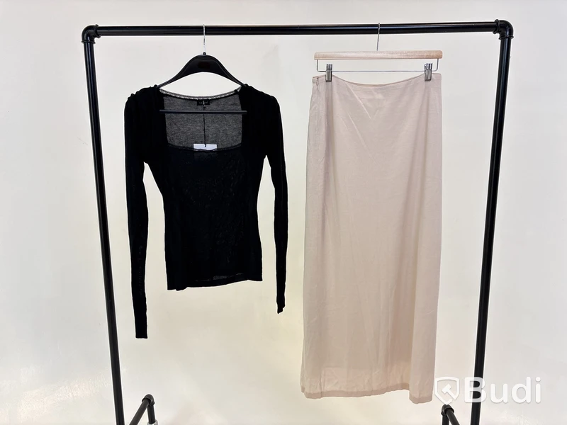 Tvådelad Set med topp och kjol, Leoni, svart/beige stl. S - By Nathalie Schuterman, Design Filippa Fuxe