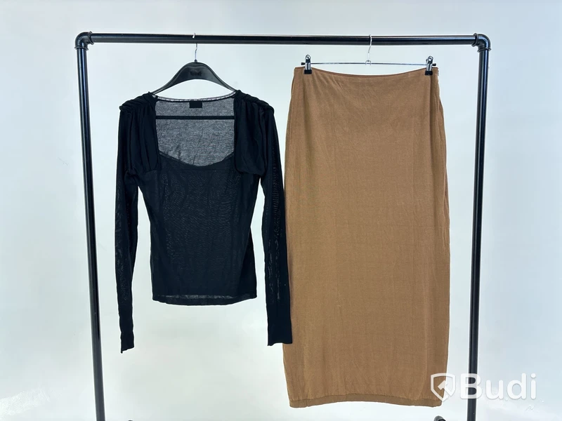 Tvådelad Set med topp och kjol, Leoni, svart/brun stl. L - By Nathalie Schuterman, Design Filippa Fuxe