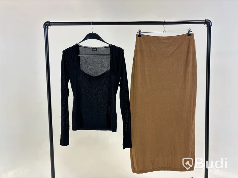 Tvådelad Set med topp och kjol, Leoni, svart/brun stl. L - By Nathalie Schuterman, Design Filippa Fuxe