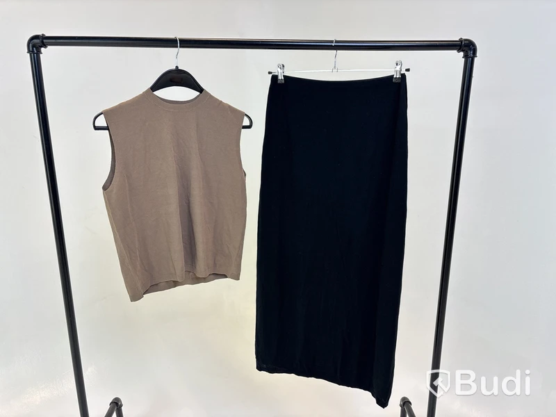 Tvådelad Set med topp och kjol, Leoni, beige/svart stl. S - By Nathalie Schuterman, Design Filippa Fuxe
