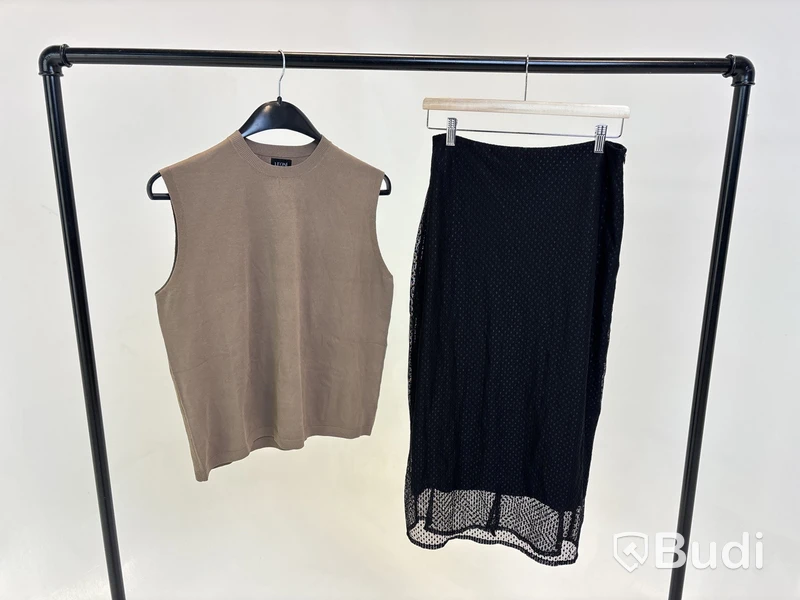 Tvådelad Set med topp och kjol, Leoni, beige/svart stl. M - By Nathalie Schuterman, Design Filippa Fuxe