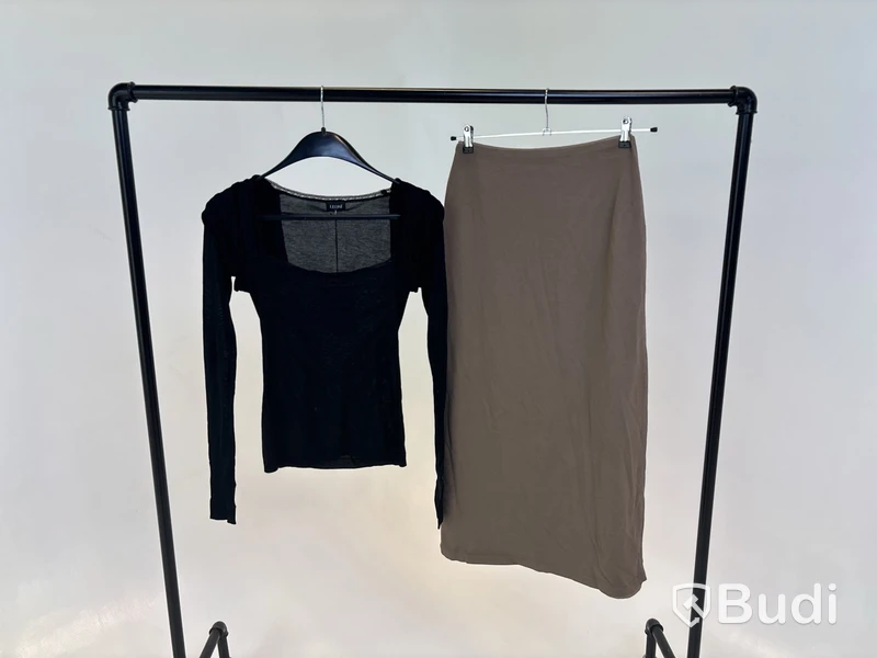 Tvådelad Set med topp och kjol, Leoni, svart/beige stl. XS - By Nathalie Schuterman, Design Filippa Fuxe