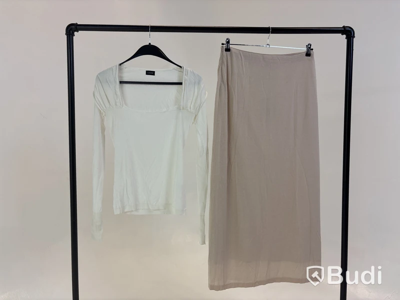 Tvådelad Set med topp och kjol, Leoni, vit/beige stl. XS - By Nathalie Schuterman, Design Filippa Fuxe