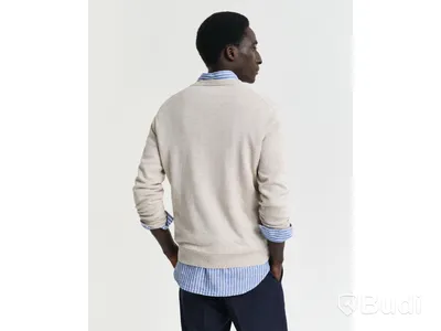 V Neck i Bommul Gant, ljus beige, stl. XXL