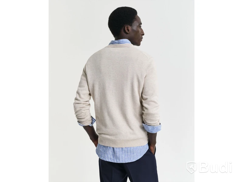 V Neck i Bommul Gant, ljus beige, stl. XXL