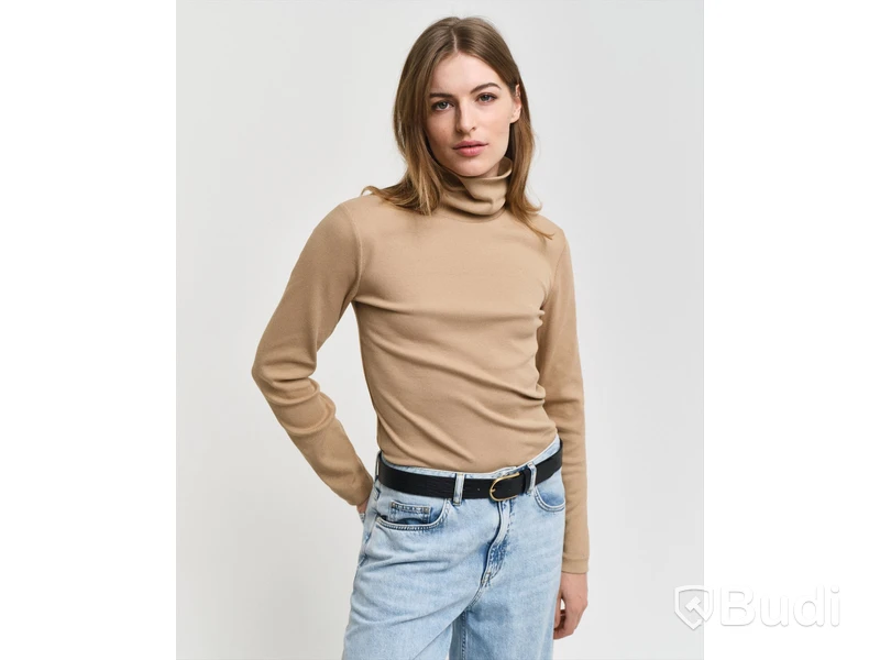 Slim rib turtleneck Gant, carmel beige, stl. XL