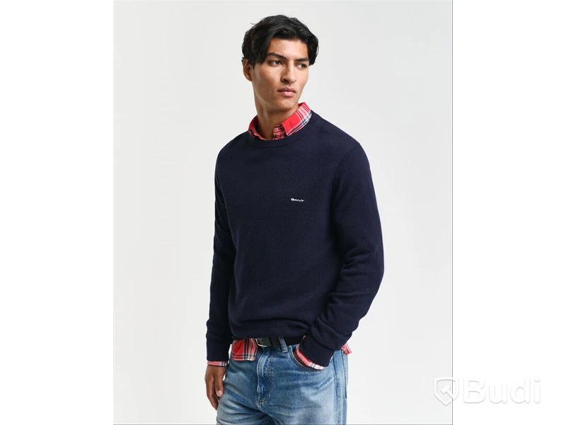 Tröja Cotton Pique c-neck Gant, mörk blå, stl. XXXL