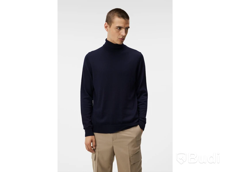 Polotröja Turtleneck i Merino ull J.Lindeberg, mörkblå, stl. S