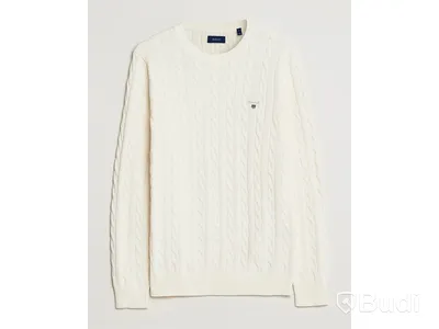 Tröja Gant, Cotton Cable Crew Neck Pullover, cream stl. XXL