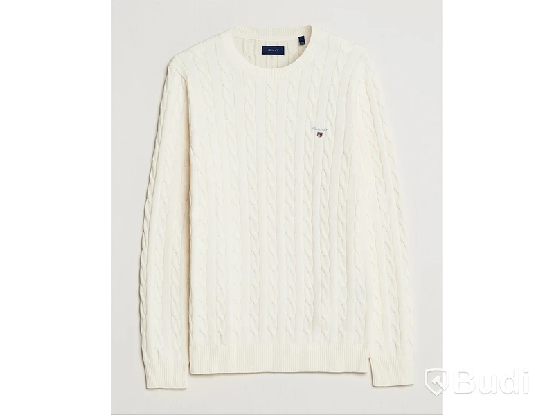 Tröja Gant, Cotton Cable Crew Neck Pullover, cream stl. XXL