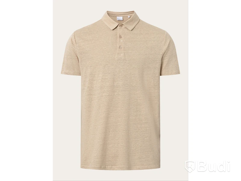 Polotröja Knowledge Cotton Apperal, linen v-neck, beige, stl. XXL