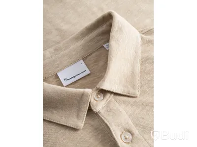 Polotröja Knowledge Cotton Apperal, linen v-neck, beige, stl. XXL