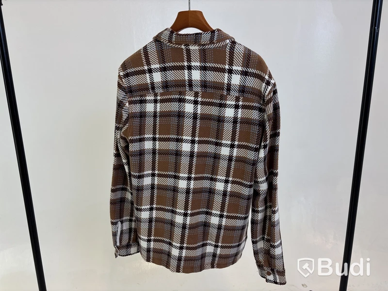 Overshirt Knowledge Cotton Apparel, rutig overshirt, brun/vit/beige/blå, stl. XL